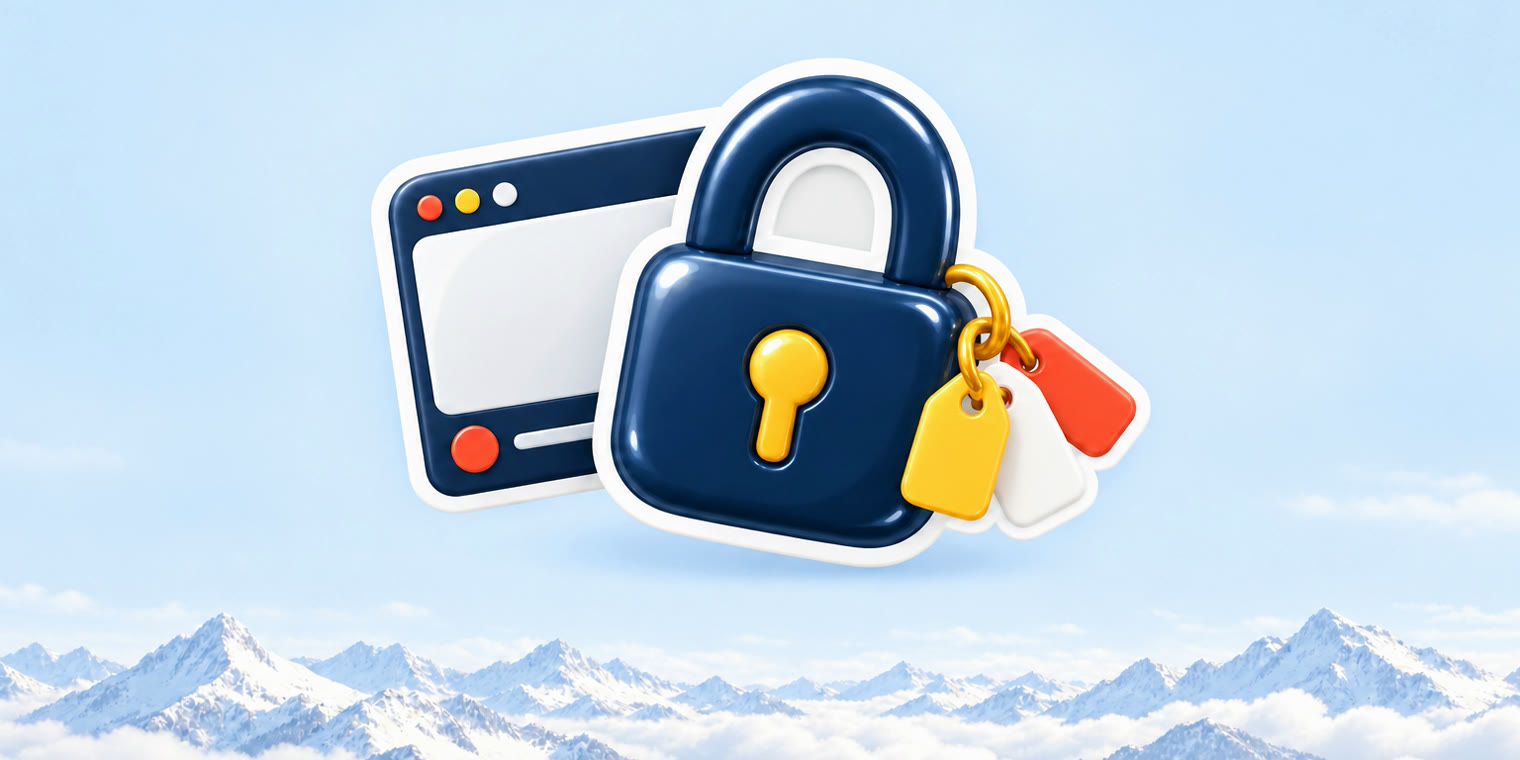 Illustration of a locked video window with a few blank tags hanging from it