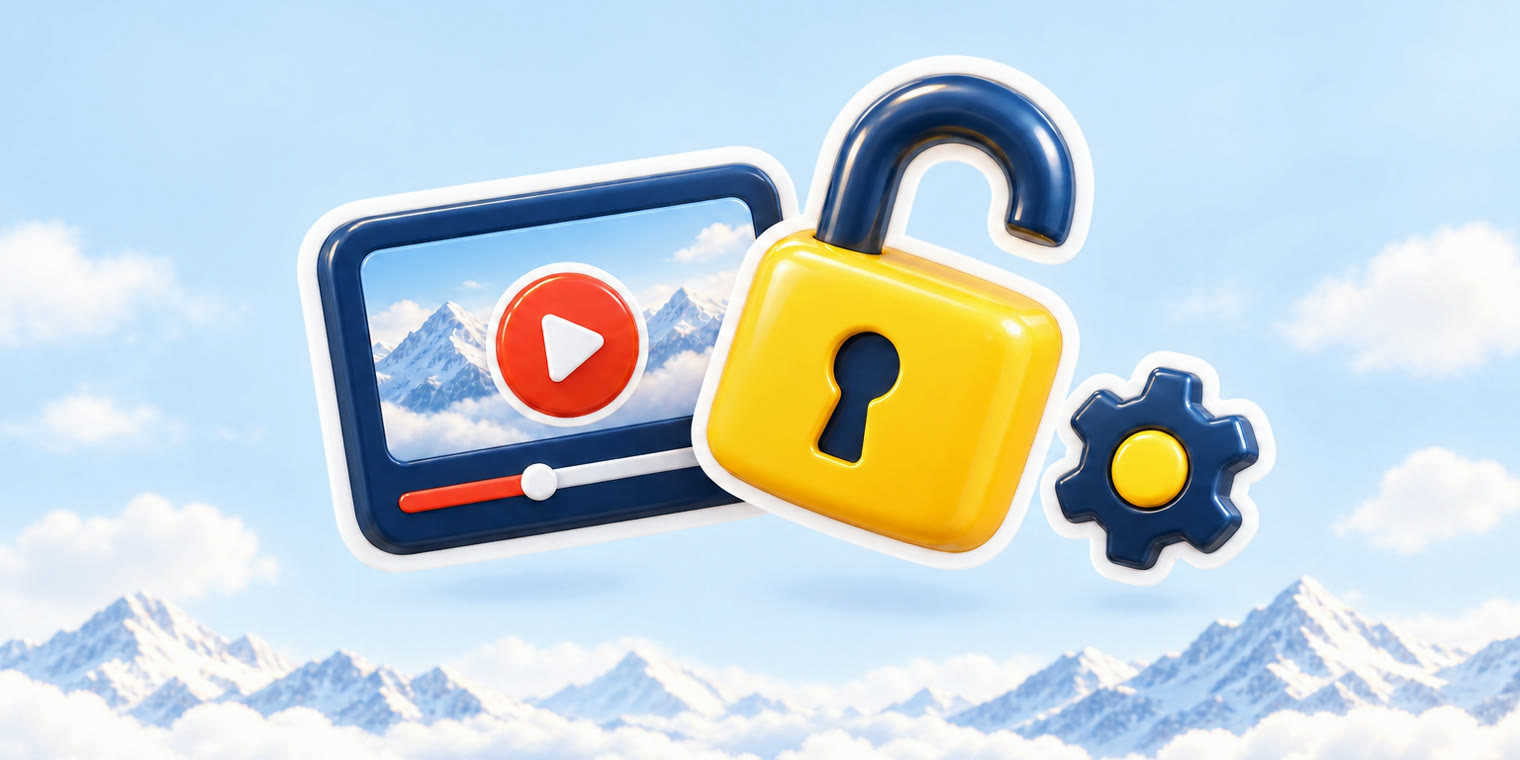 Illustration of an open padlock on a video card with a small gear beside it