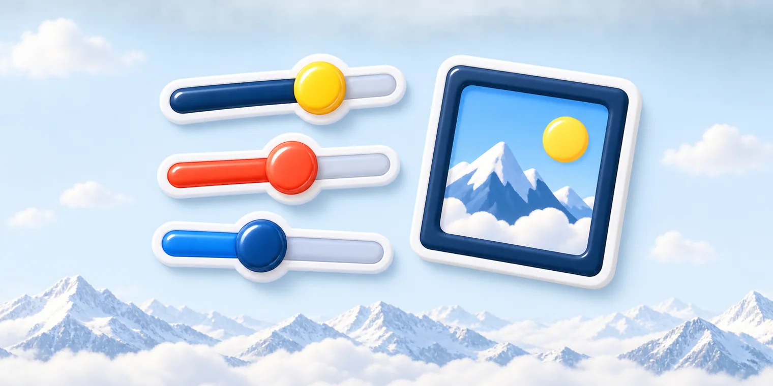three slider knobs beside a picture frame, for GIF settings